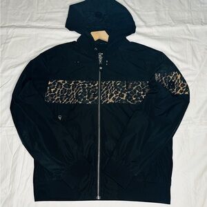 MACKAGE WESTIN-N Black Hooded Jacket with Leopard Print Accents